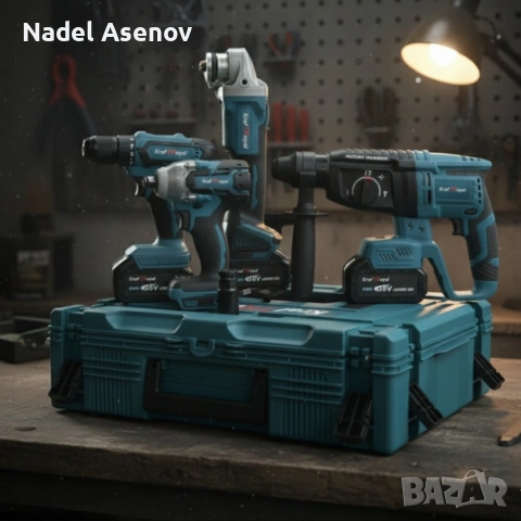 Комплект 4 в 1 - акумулаторен перфоратор, винтоверт, гайковерт и ъглошлайф 36V, снимка 6 - Надомна работа - 53980155