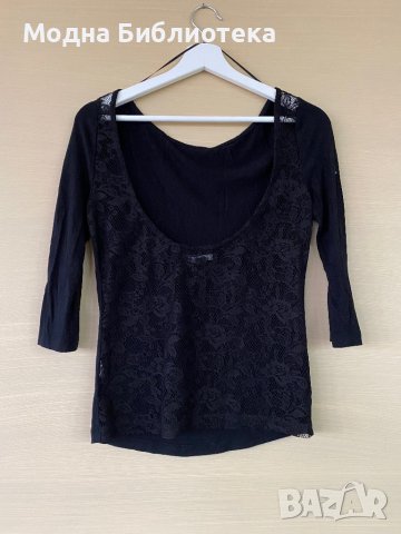 Черна блуза Zara с дантелен гръб, снимка 2 - Блузи с дълъг ръкав и пуловери - 39247827