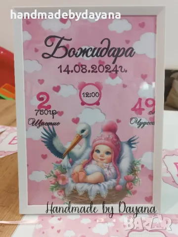 Бебешка визитка в рамка , снимка 4 - Други - 47780293