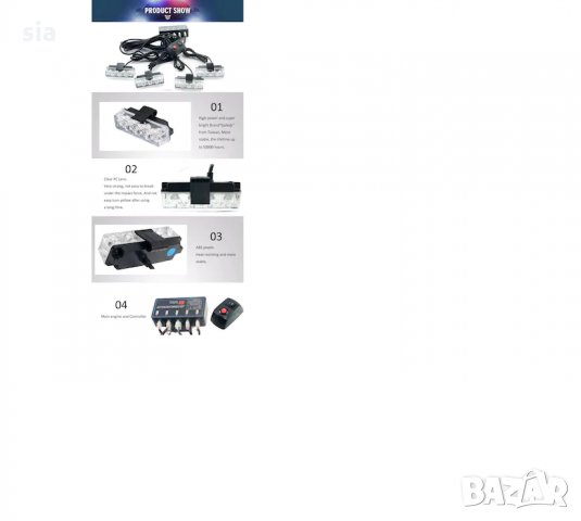 LED Лампа за пътна помощ-мигаща, аварийни маяци за камион, Блиц 4-LED , 4 броя предупредителни мигащ, снимка 3 - Аксесоари и консумативи - 31321785