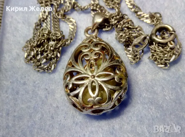 АЖУРЕН ПОСРЕБРЕН МЕДЕН ПЕНДАНТ с КЪСЧЕ НАТУРАЛЕН КЕХЛИБАР в НЕГО и СРЕБЪРНА ВЕРИЖКА СРЕБРО 925 49783, снимка 2 - Колиета, медальони, синджири - 50115976