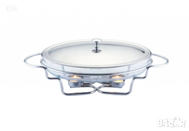 Съд за затопляне Bohmann, 3л. овал, 2свещи, Стоманен капак, Стъкло, Инокс, снимка 5 - Съдове за готвене - 52447577