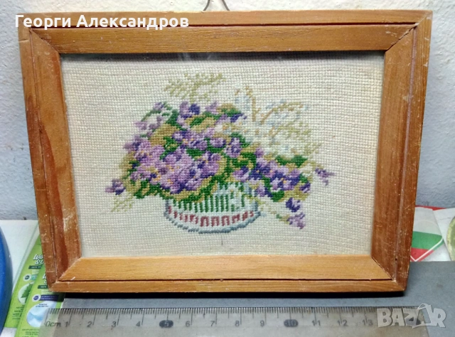 2 Стари ръчно ушити гоблени по модел на Вилер МИНИАТЮРА, снимка 2 - Гоблени - 53940503