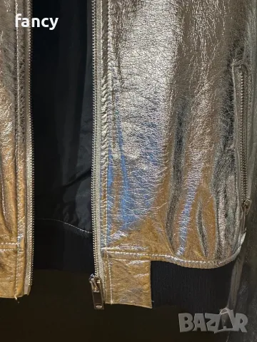 Късо сребристо кожено яке Zara, снимка 4 - Якета - 49499860