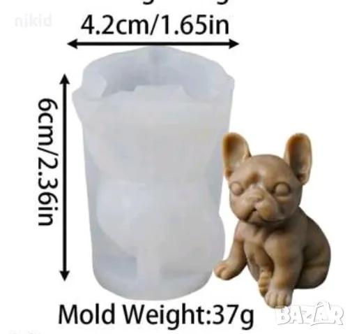 3D куче Френски Булдог силиконов молд форма декорация торта фондан шоколад гипс смола свещ, снимка 3 - Форми - 49839412