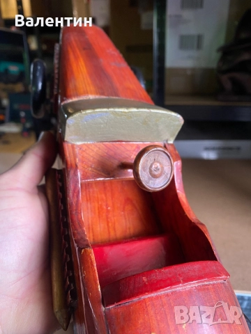 Винтидж състезателна кола от дърво, снимка 5 - Антикварни и старинни предмети - 51951893
