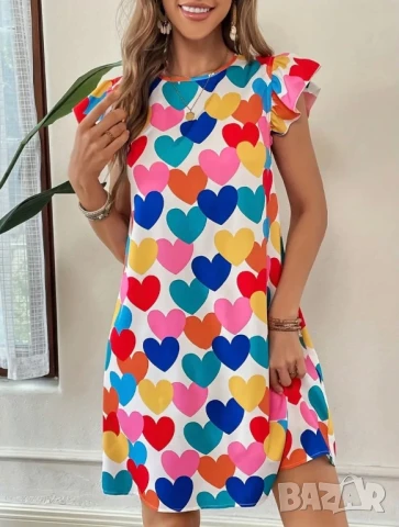 Лятна къса рокля на сърчица, снимка 1