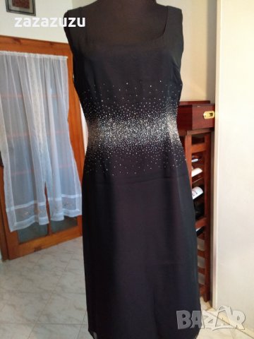 Дълга черна дамска рокля с бляскави мотиви, снимка 5 - Рокли - 30703699