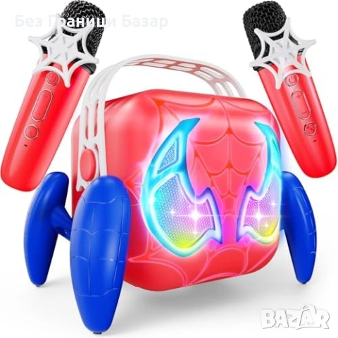 Нова играчка Детско караоке с 2 микрофона LED светлини Bluetooth идеален подарък дете