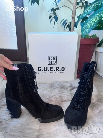 Ботуши естествен велур на ток боти зимни с топъл хастар, снимка 2 - Дамски боти - 52424658