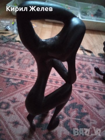 Фигурка стара дървена АБАНОС статуетка ръчна АРТ изработка Скулптура 34212, снимка 8 - Статуетки - 38944939