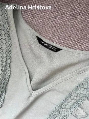 Нежна ментова блуза Shein с широки ръкави, снимка 5 - Блузи с дълъг ръкав и пуловери - 49796832