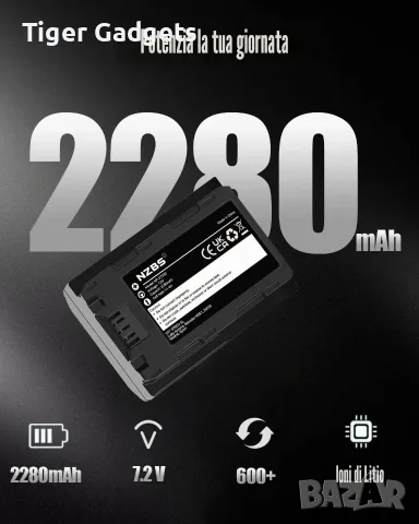 NZBS NP-FZ100 2×2280mAh батерии + двоен LCD заряден комплект за Sony Alpha и FX, снимка 3 - Батерии, зарядни - 56083074