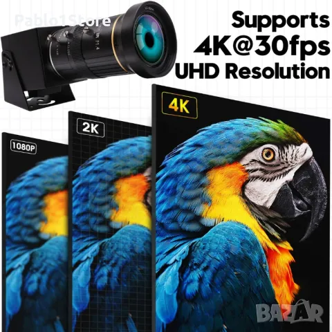 ELP 4K HDMI USB камера** с **10X оптично увеличение** и обхват на обектива **5-50 mm, снимка 3 - Друга електроника - 47465950