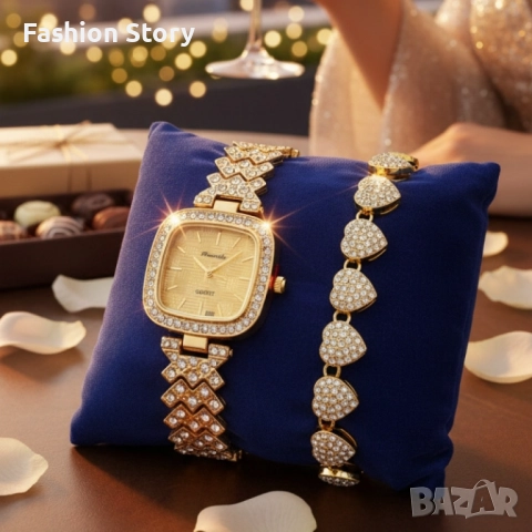 Елегантен дамски часовник с гривна – решение за подарък и ежедневен блясък, снимка 4 - Романтични подаръци - 51935347