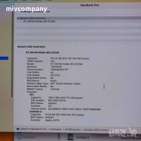 Лаптоп Apple MacBook Pro 13" (2017) i7 16 Ram 512 ssd, снимка 3 - Лаптопи за дома - 53203549