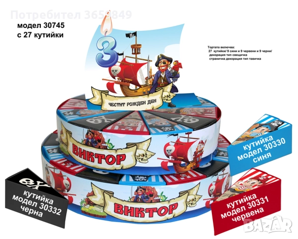Хартиена картонена торта със или без пълнеж за детски рожден ден, снимка 18 - Други - 50418452