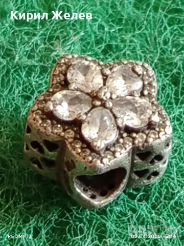 Сребърен талисман от PANDORA Красива като цвете с кристали 54517, снимка 3 - Колиета, медальони, синджири - 54079545