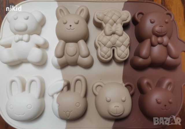 Мече заек зайче големи силиконов молд форма фондан гипс шоколад сапун декор