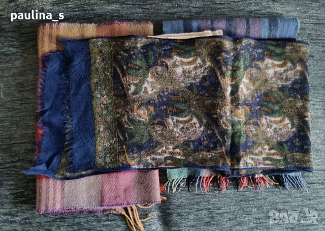Винтидж / пет (5) броя Зимни Шалове от Вълна и Кашмир / различни видове , снимка 3 - Шалове - 44175076