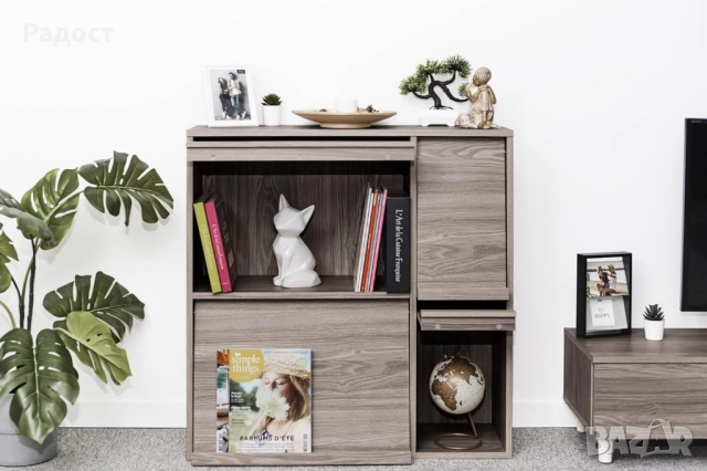 Ирис Ояма, Мебелен рафт за съхранение Библиотека с 4 врати на панти, снимка 2 - Секции и витрини - 52281542