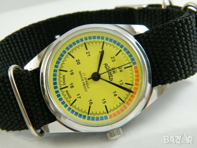 Roamer  swiss -Ретро механичен ръчен часовник, реставриран, снимка 2 - Мъжки - 31214650