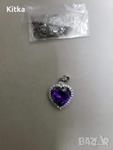 Колие с висулка красиво лилаво сърце, снимка 5 - Колиета, медальони, синджири - 40937705
