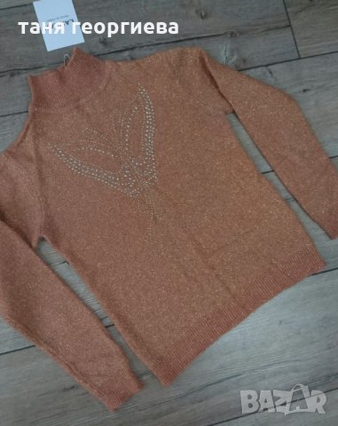 нежна блузка с ламе, снимка 2 - Блузи с дълъг ръкав и пуловери - 30207786