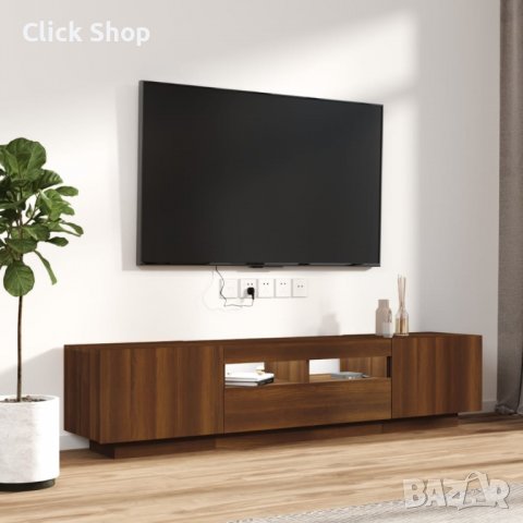 Комплект ТВ шкафове от 2 части с LED кафяв дъб инженерно дърво, снимка 5 - Шкафове - 40036812