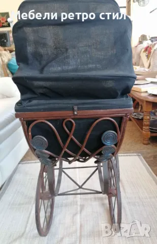 Винтидж ретро количка за кукли. Ръчно изработена от естествени материали. , снимка 2 - Детски колички - 50391214