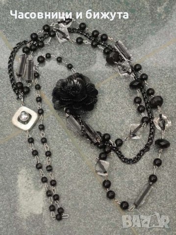 Много красив  гердан или колие аранжирано с черно  цвете, снимка 2 - Колиета, медальони, синджири - 37574827