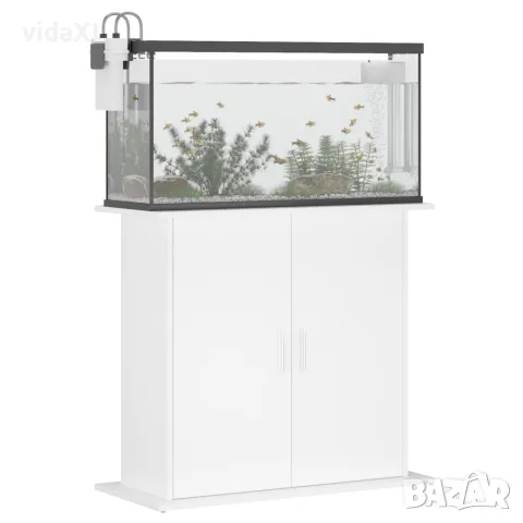vidaXL Поставка за аквариум, бяла, 81x36x73 см, инженерно дърво, снимка 3 - Аквариуми - 56148100