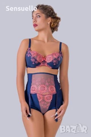 Дантелен сутиен за среден и голям бюст с в син и оранжев цвят  SB002, снимка 1