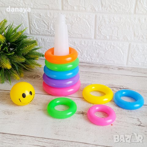 2661 Детска играчка за сортиране пирамида с Рингове и топче, 21см, снимка 2 - Игри и пъзели - 35422418