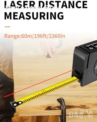 Нова 3 в 1 лазерна рулетка 60m, автоматични изчисления, дигитален екран, снимка 4 - Измервателни инструменти - 49525536