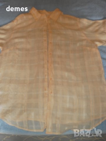 Фина дамска блуза опал къс ръкав, портокалов цвят, размер 48