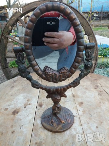 Настолно бароково огледало от месинг, снимка 3 - Огледала - 32075960