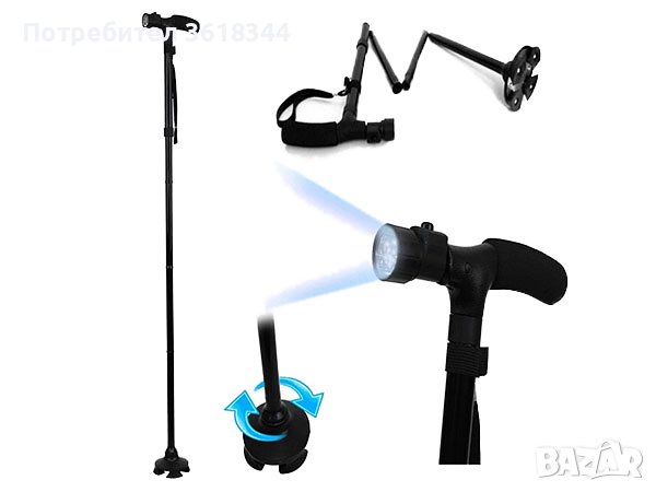 Сгъваем бастун с LED фенер, снимка 4 - Други - 42092319