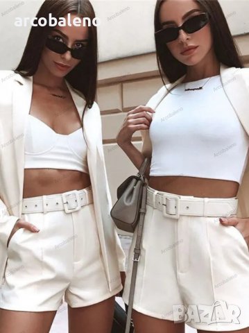 Дамски секси темпераментен стилен ежедневен малък комплект от две части, 4цвята , снимка 4 - Комплекти - 39910926