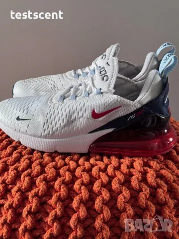 Оригинални Nike Air Max 270 – White / Chile Red / Midnight Navy – EU 43 / UK 8.5 – С кутия, снимка 5 - Маратонки - 56040000