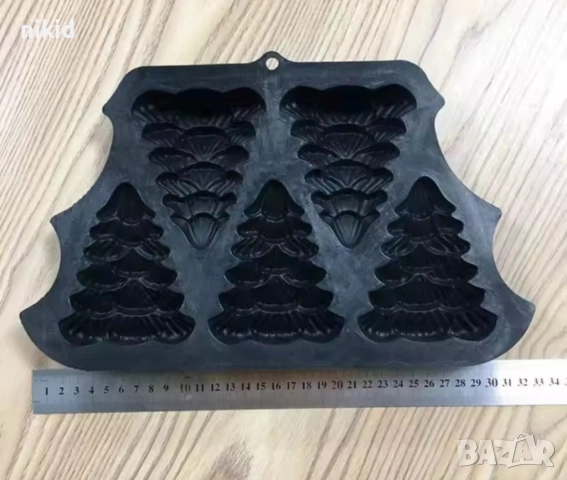 5 едри елхи елха бор дърво половин силиконов молд форма фондан шоколад гипс кексчета, снимка 5 - Форми - 51436356