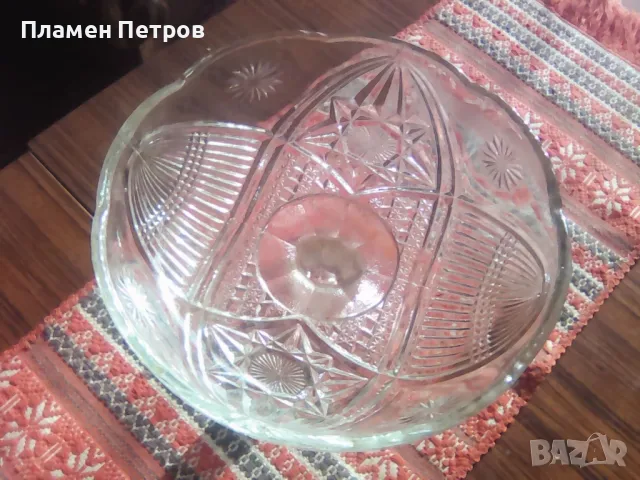 Продавам кристална фруктиера  изработка началото на 1950 г, снимка 5 - Декорация за дома - 48399010