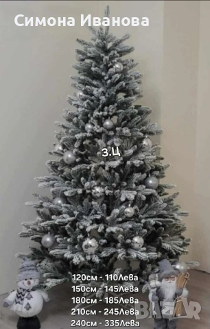 заснежена, коледна елха, снимка 1