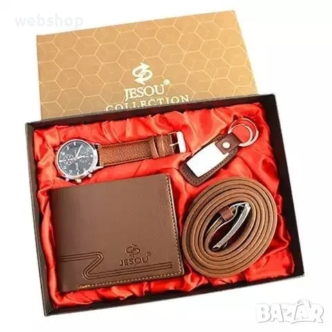 Луксозен мъжки подаръчен комплект JESOU COLLECTION - Часовник, Колан, Ключодържател, Портфейл, снимка 2 - Подаръци за мъже - 49475040