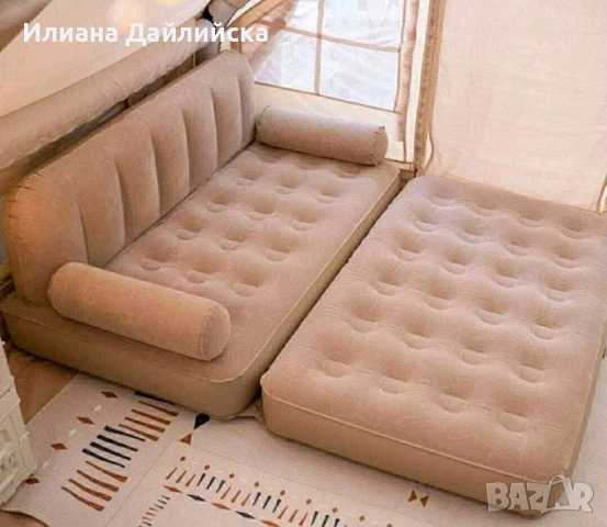 Удебелен двоен надуваем матрак с разтегателен диван за спане., снимка 2 - Матраци - 54209469