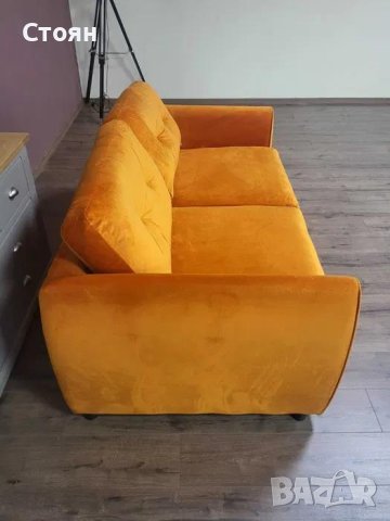 Оранжев диван от плат двойка с функция сън, снимка 12 - Дивани и мека мебел - 42541007