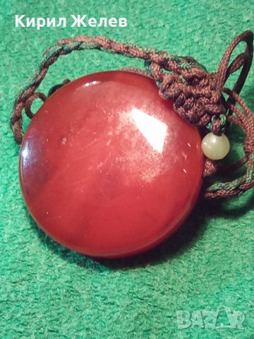 ОГРОМЕН НАТУРАЛЕН КАРНЕОЛ АРТ МЕДАЛЬОН БИЖУ 14906