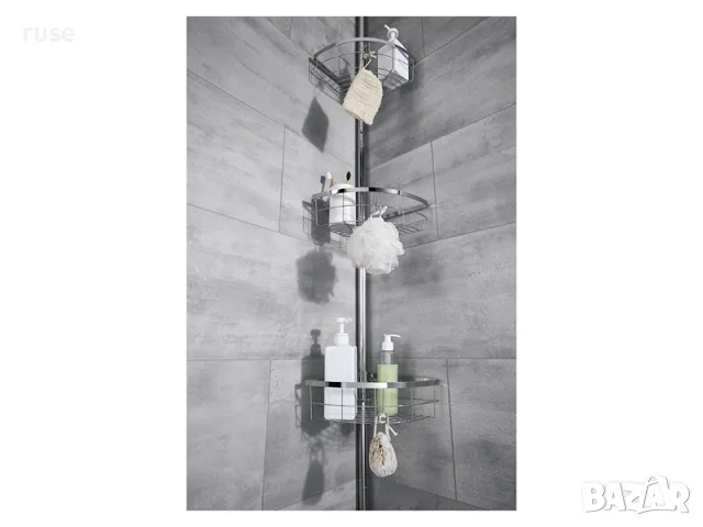 НОВИ! Телескопична етажерка за баня 3 рафта 25.5х123-260 см , снимка 7 - Етажерки - 48680734