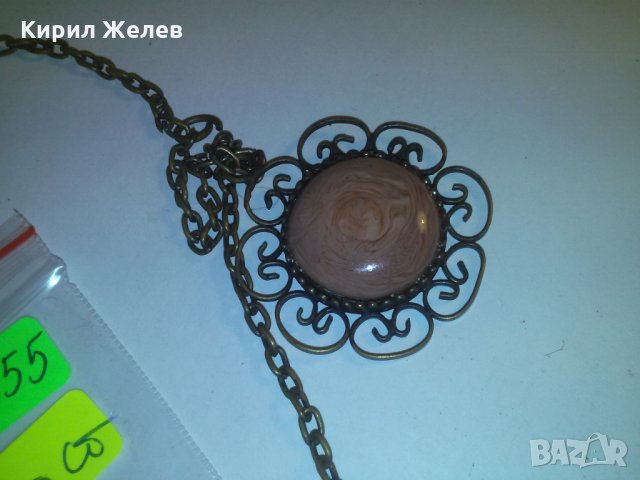 СТАР БРОНЗОВ НАКИТ РЕТРО АРТ БИЖУ с ГОЛЯМ ФАТУРАН с ДАМАРИ 12355, снимка 7 - Колиета, медальони, синджири - 29825591