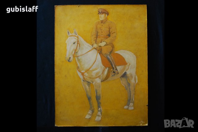 Стара картина, войник на кон, бълг. автор, 1940-те год., снимка 1 - Картини - 31308877